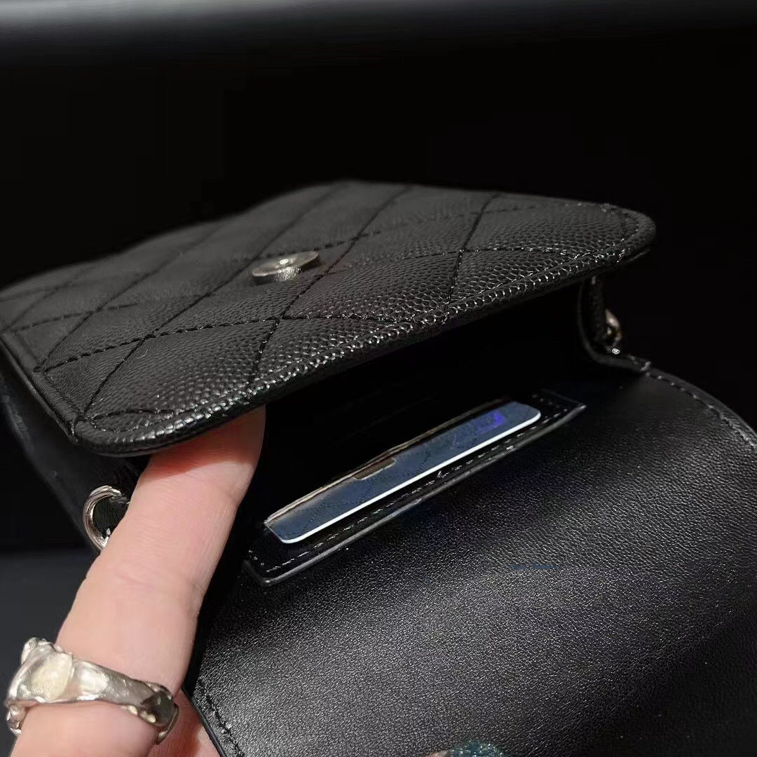 Borsa per telefono in pelle nera