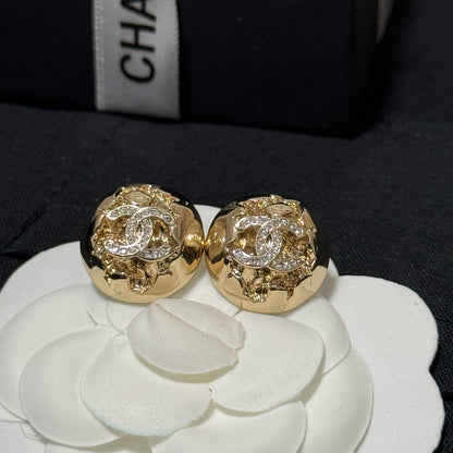 Light Gold Meteor Ball Earrings