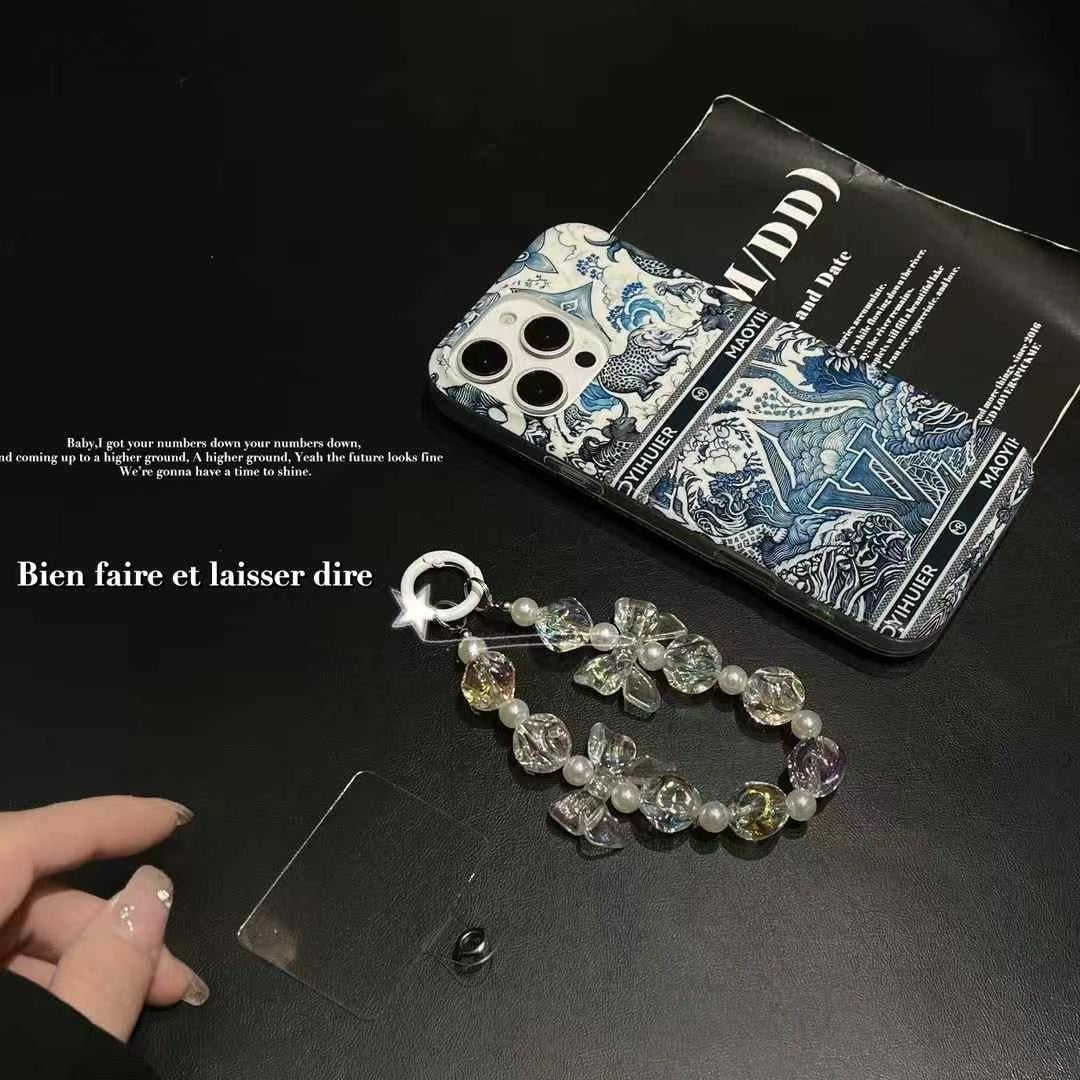 Transparent Blue Chain Phone Case For iPhone