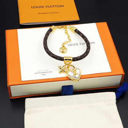 Love Pendant Leather Bracelet