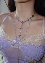 Meer Glitzerndes Kreuz Silber Lariat Halskette