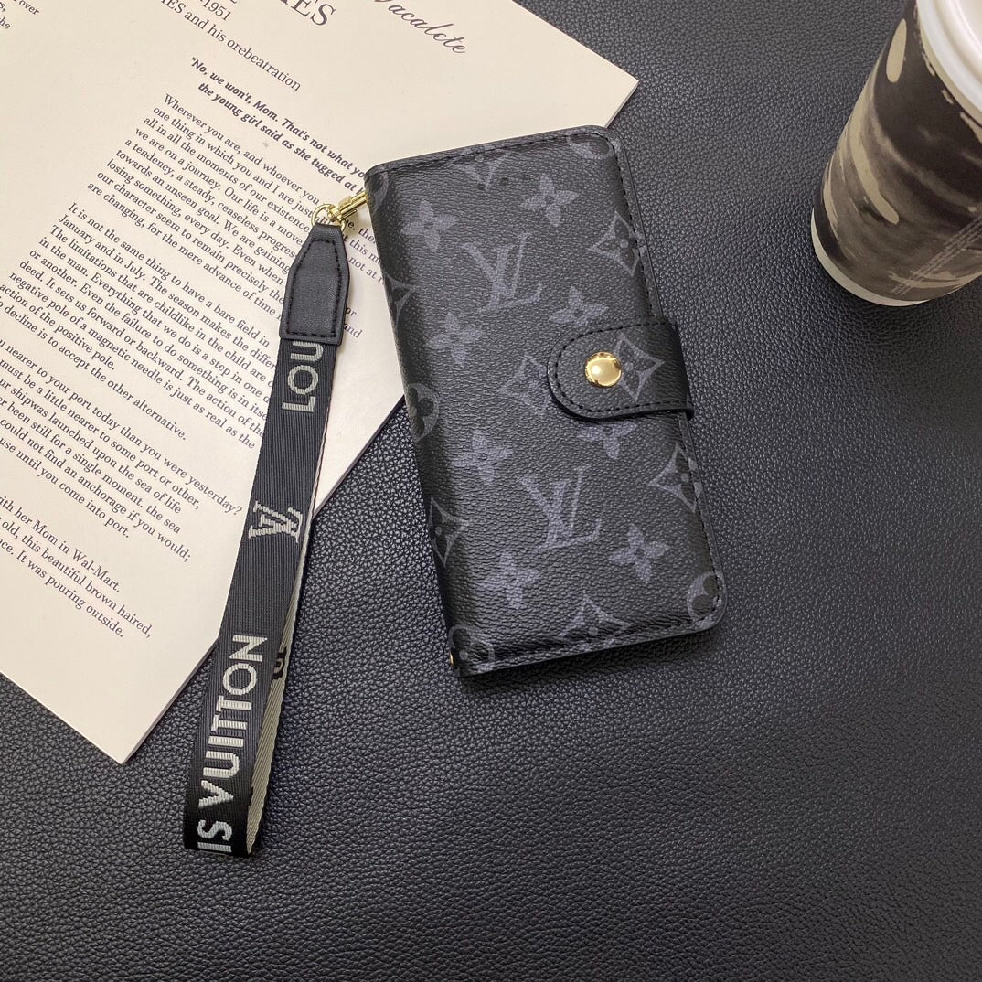 Klassische Brieftaschen-Handyhülle aus Leder 