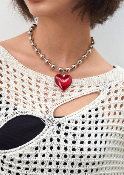 Collana con cuore rosso passione di Dora Summer