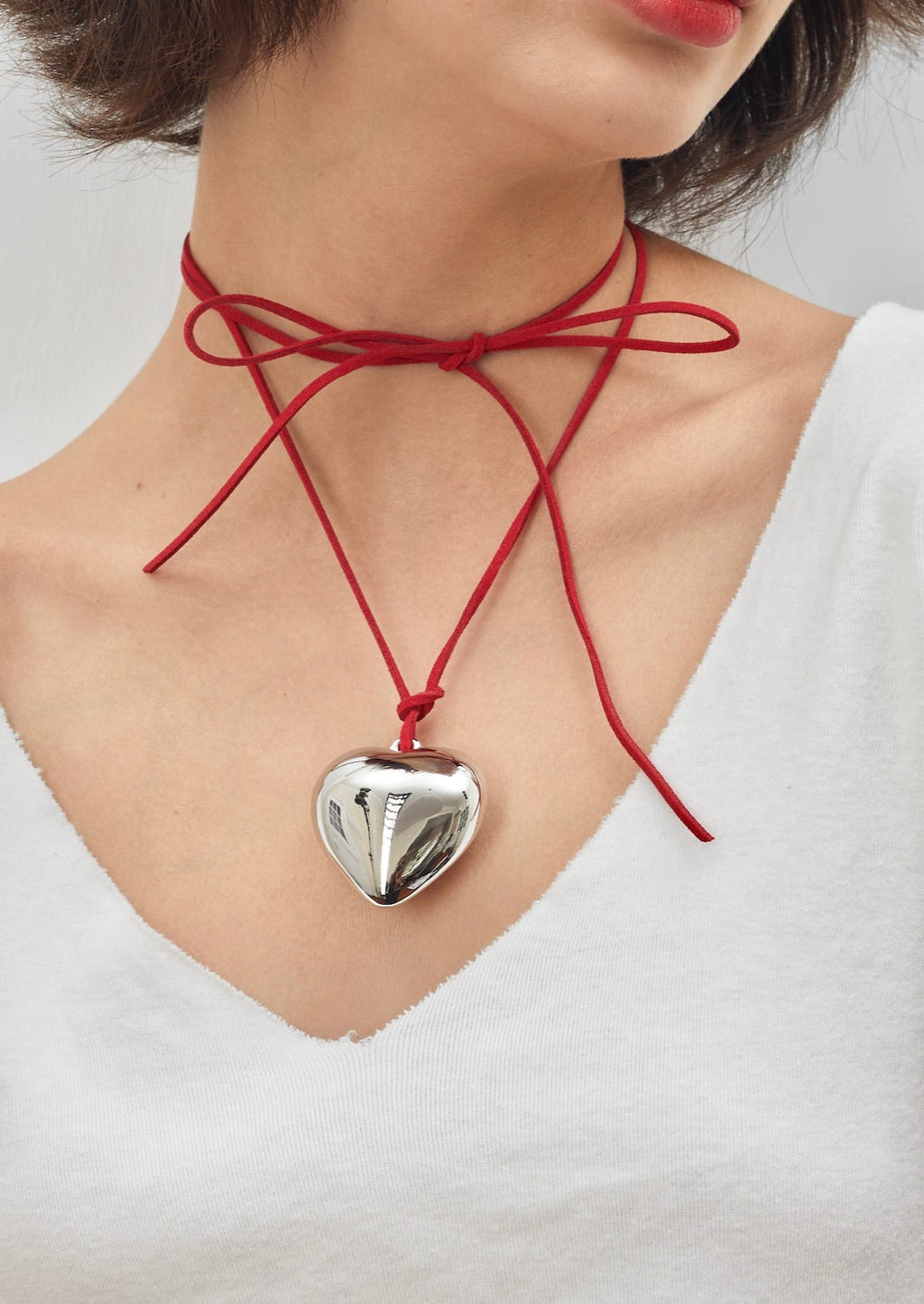 Isabelle Rote Kette Silber Halskette