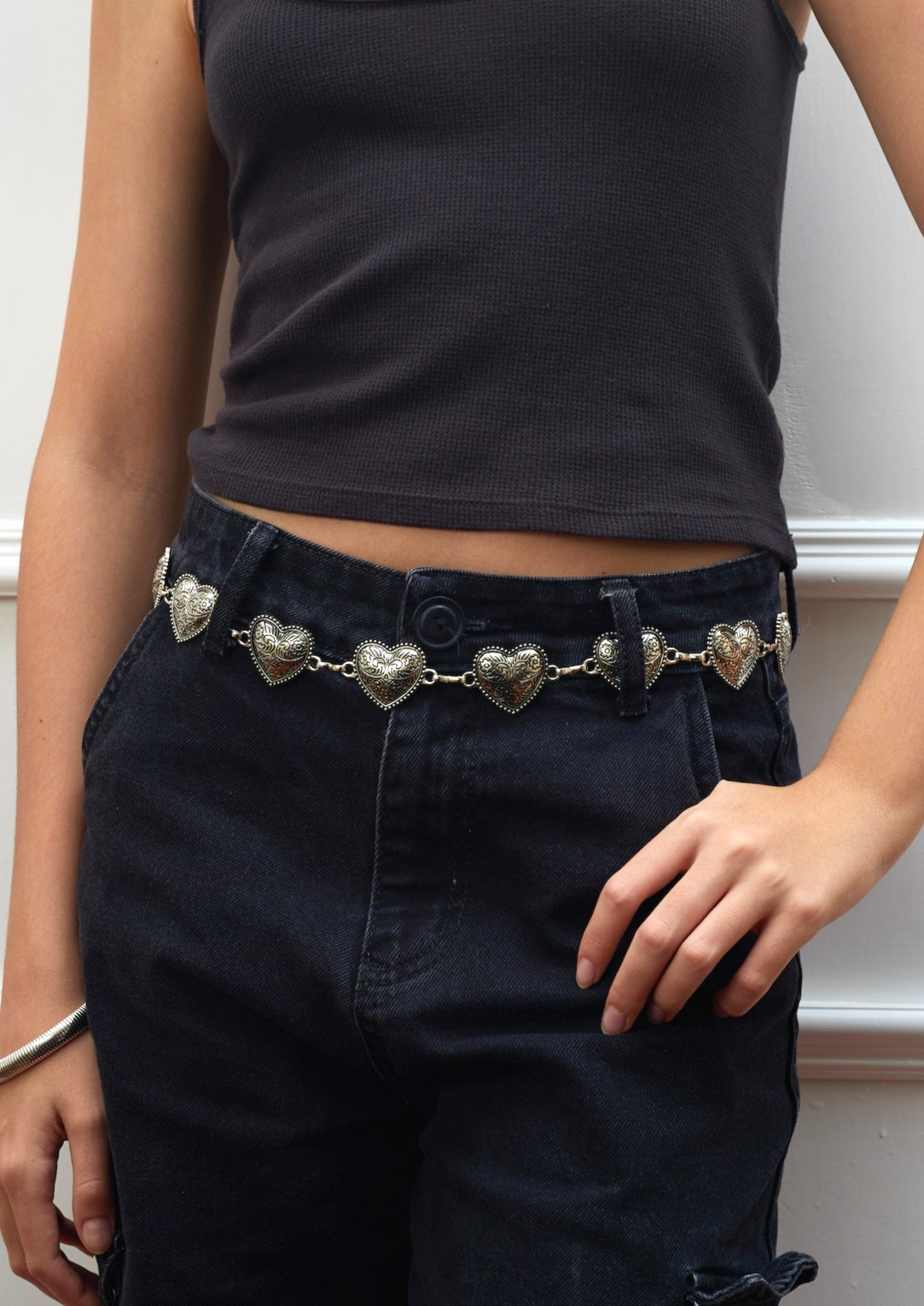 Catena da cintura vintage in argento con scritta "Love"