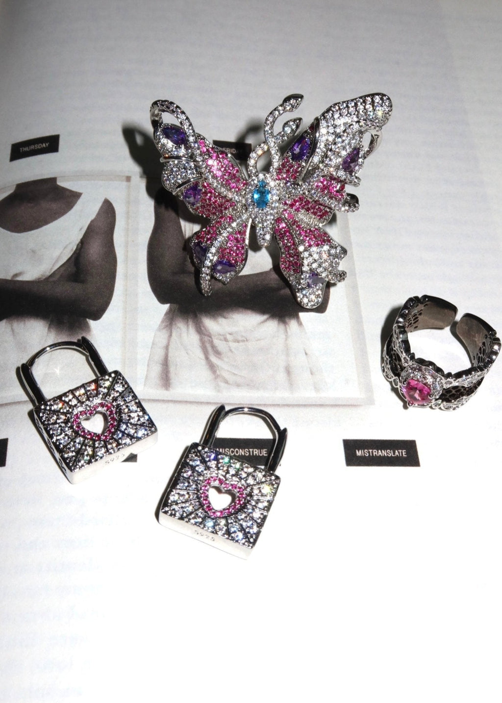 Elodie Rosa Herz Gothic Silberring