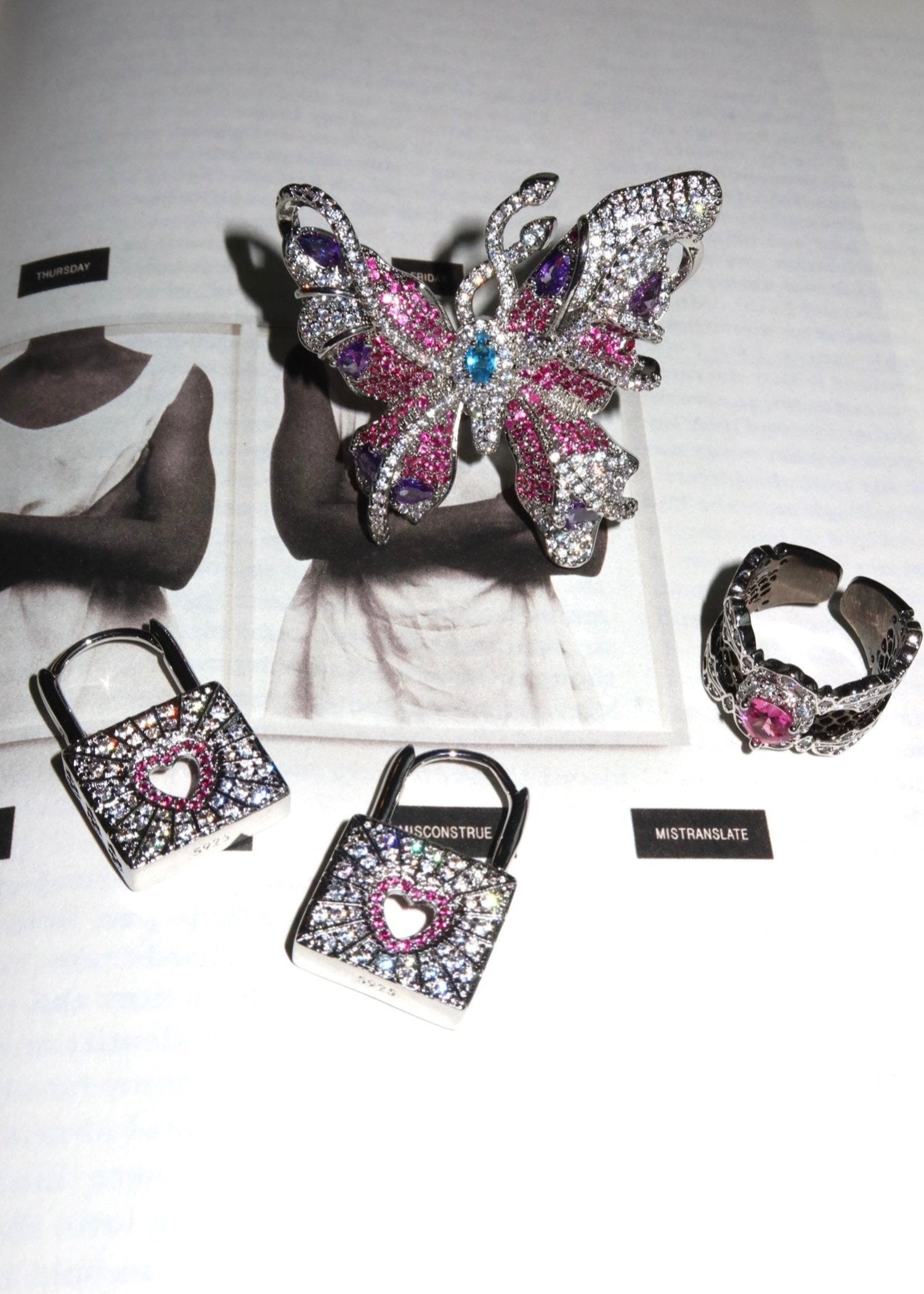 Elodie Rosa Herz Gothic Silberring