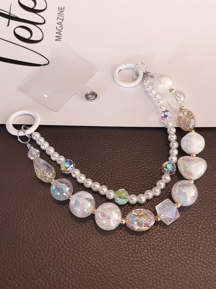 Handyanhänger mit weißer Perle