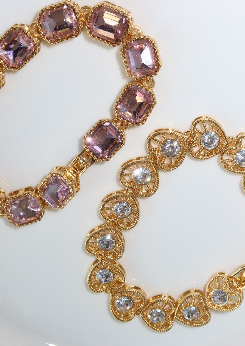 Bracciale dorato con pietre rosa Maddy