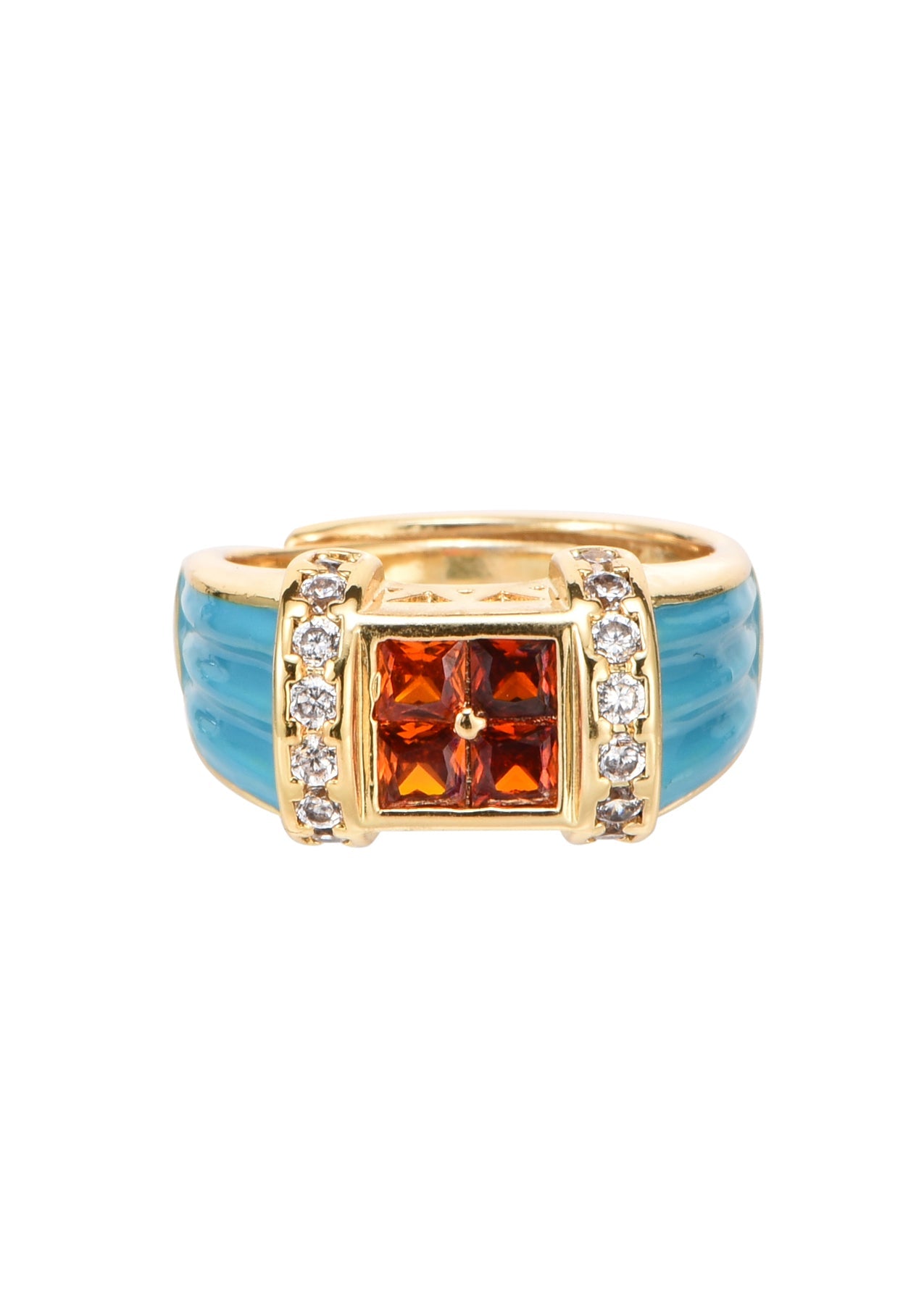 Manon Glitzernder Orange-Blauer Vintage Ring