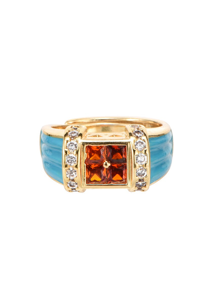 Anello vintage Manon arancione blu scintillante