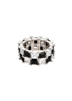 Noire Et Blanc – Verstellbarer, glitzernder Ring in Schwarz und Weiß