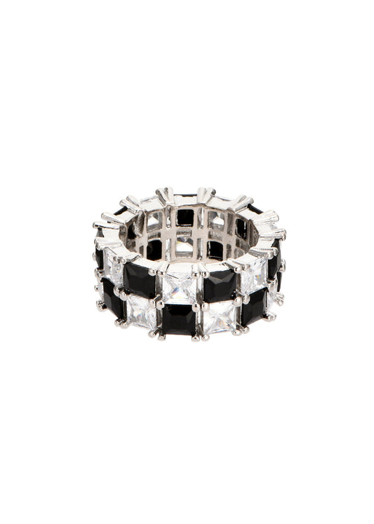 Noire Et Blanc Anello regolabile scintillante bianco e nero