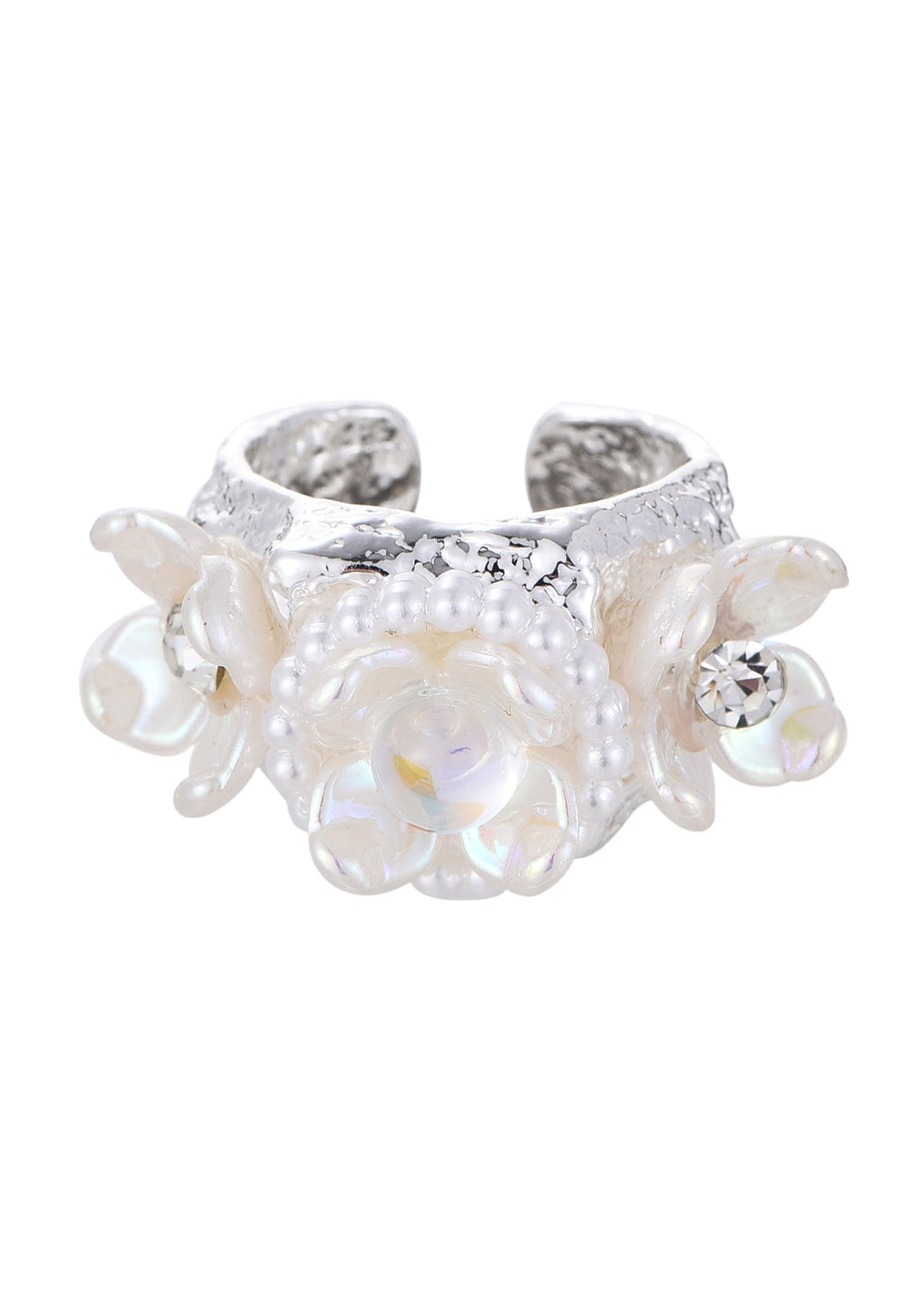 Romantischer Silberring in Lila-Blanc