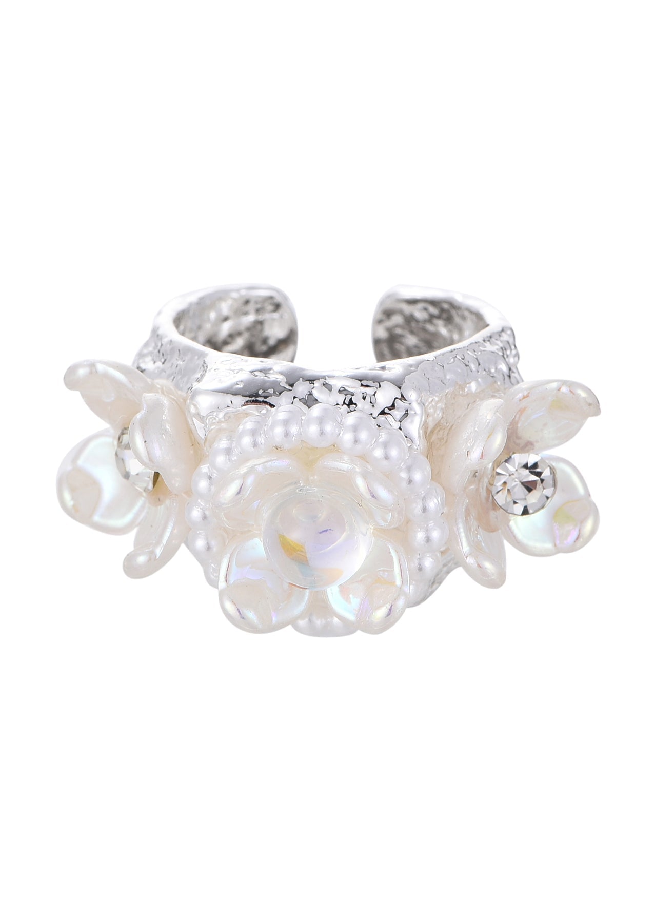 Romantischer Silberring in Lila-Blanc