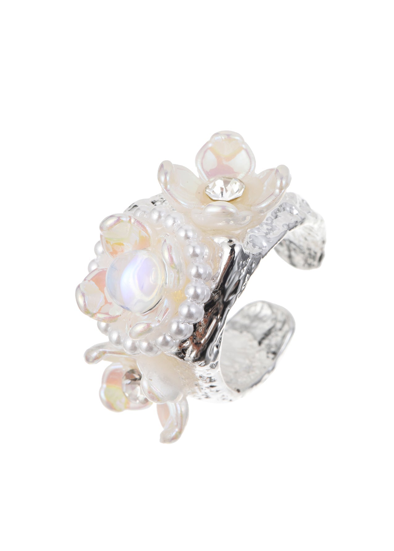 Romantischer Silberring in Lila-Blanc