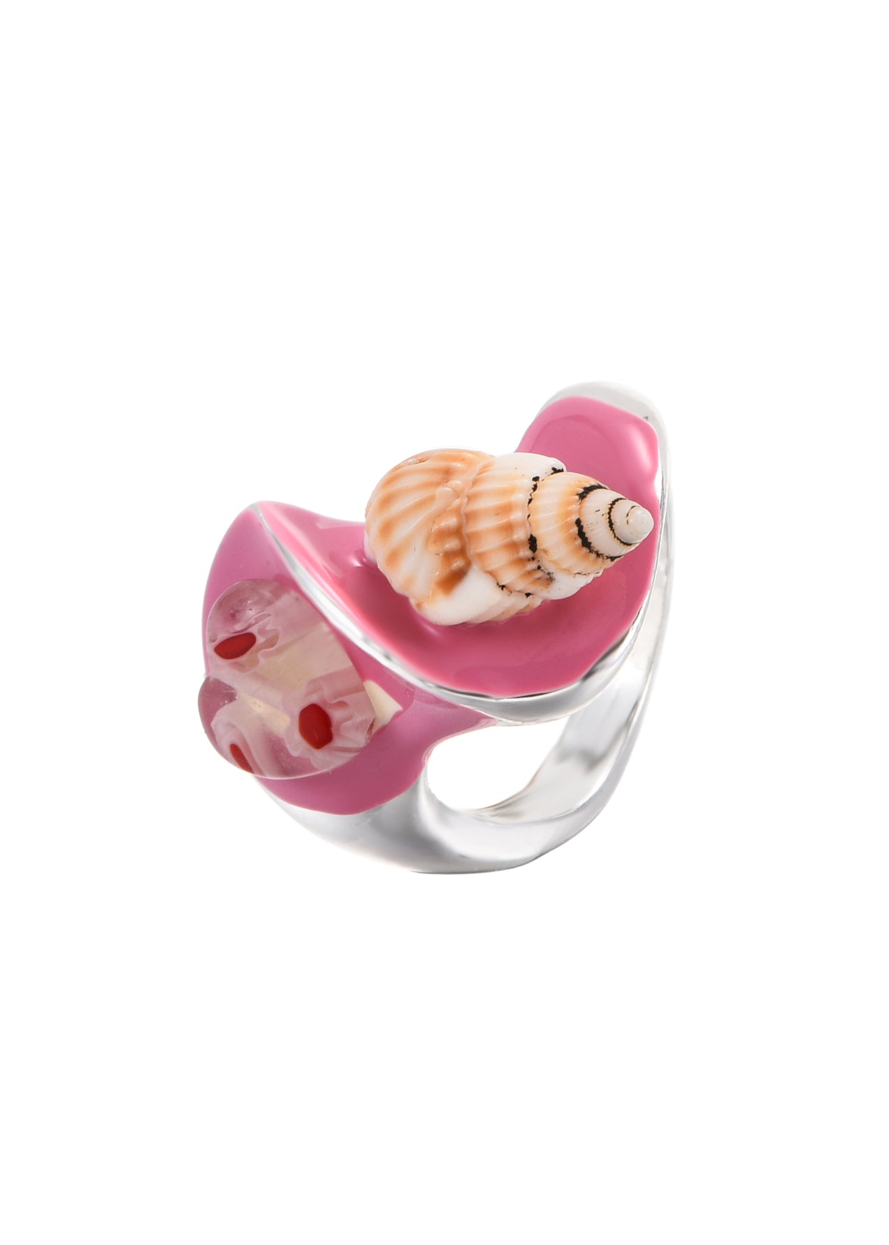 Anello in argento con cuore in conchiglia rosa Vanna