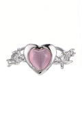 Cyberlove Silberring mit rosa Herz