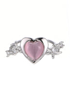 Cyberlove Silberring mit rosa Herz