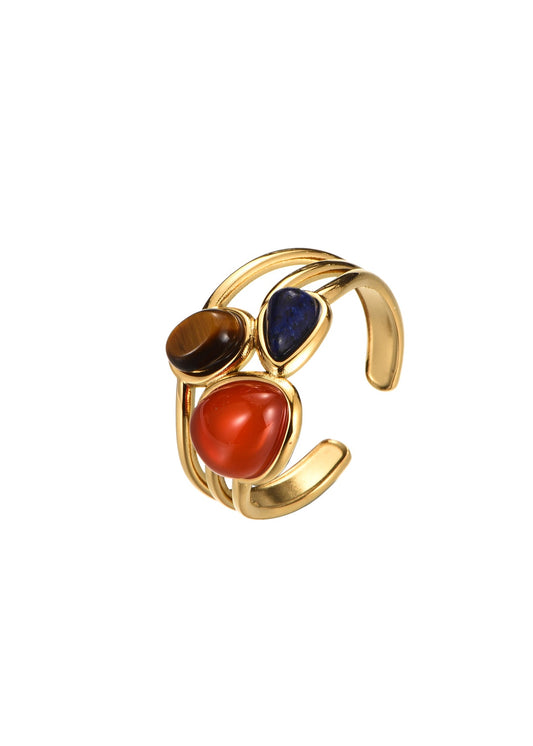 Anello dorato Theo Trio Energy Stones