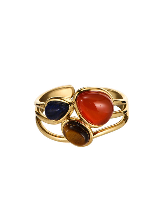 Anello dorato Theo Trio Energy Stones