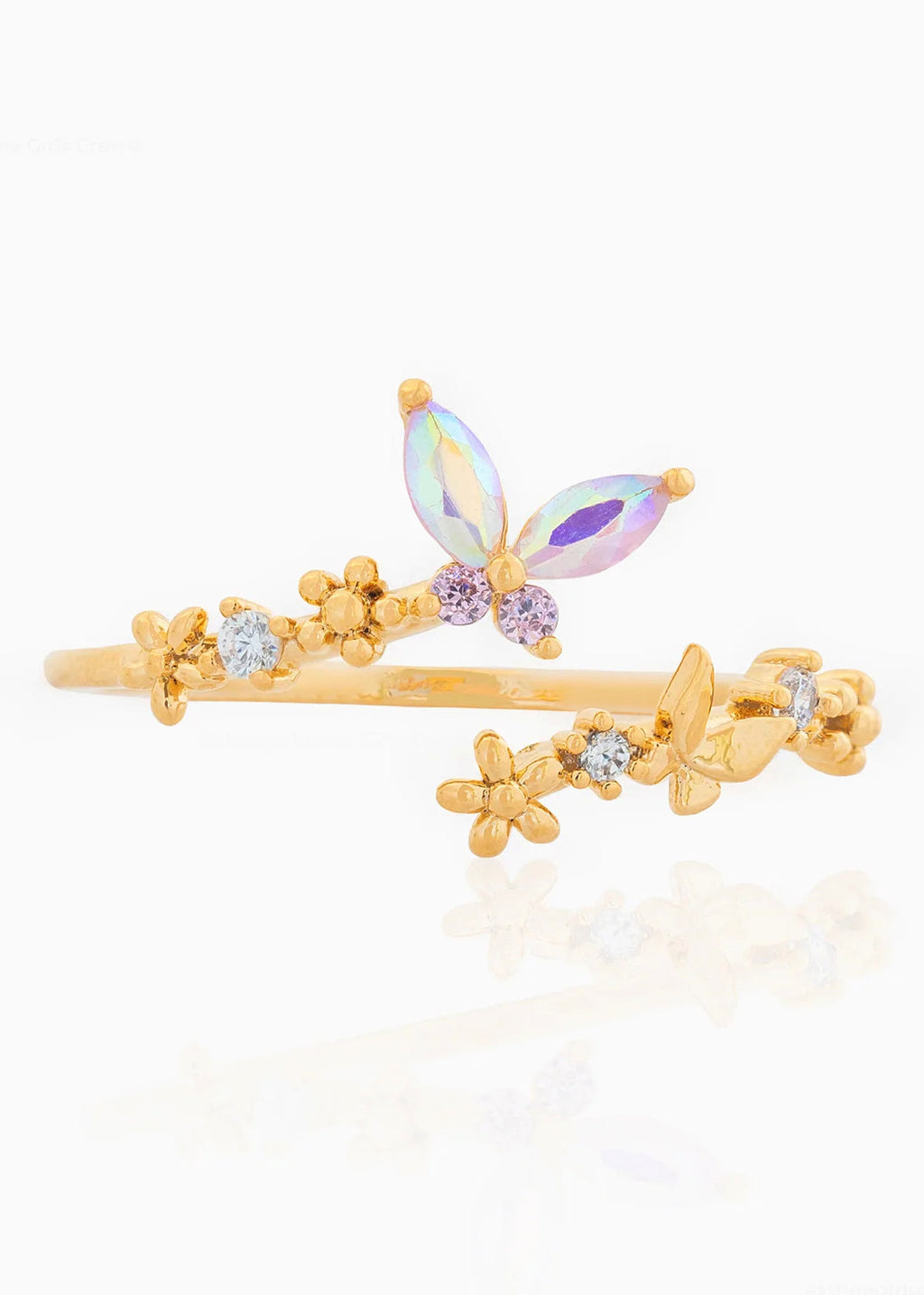 Mini Lila Schmetterling Goldener Ring