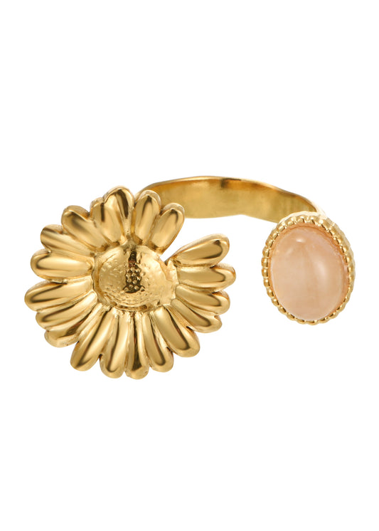 Anello Todd Daisy Flower con opale rosa dorato