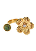 Todd Sakura Goldener Ring aus grünem Naturstein