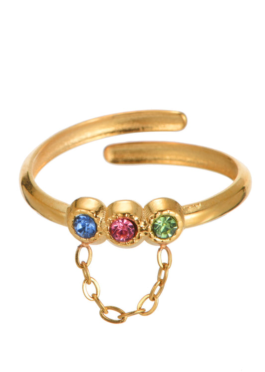 Petit Charlie Goldener Ring mit bunten Steinen