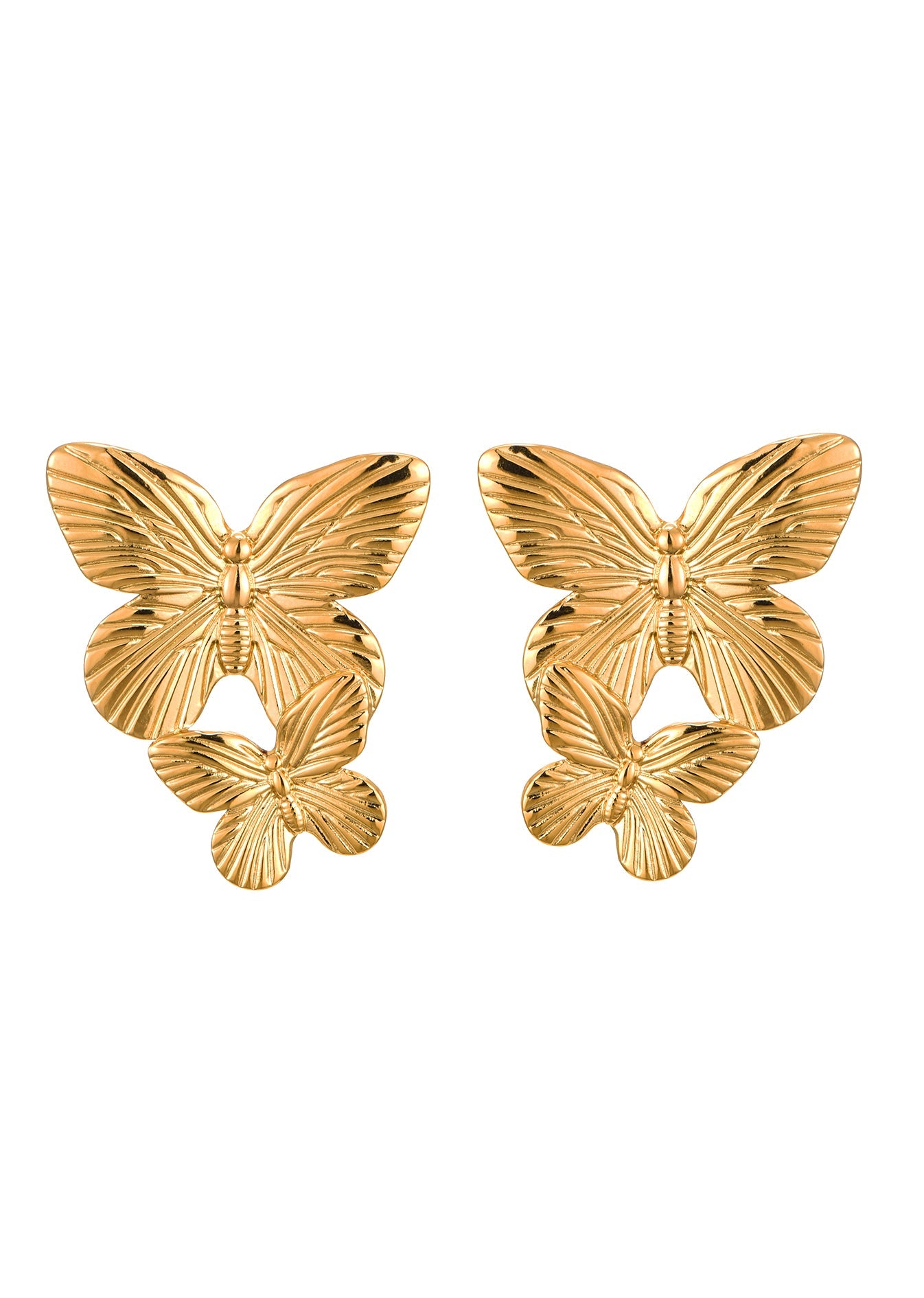 Duo riesige goldene Mottenohrringe