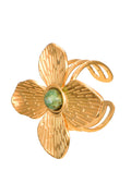 Dschungelblume Grüner Stein Goldener Ring