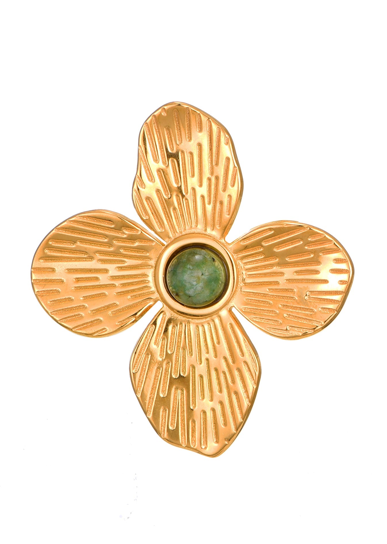 Dschungelblume Grüner Stein Goldener Ring
