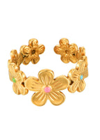 Dschungelblume Blüht Mit Einem Bunten Goldenen Ring