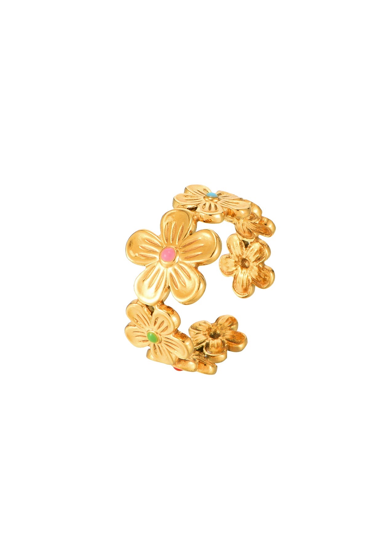 Dschungelblume Blüht Mit Einem Bunten Goldenen Ring