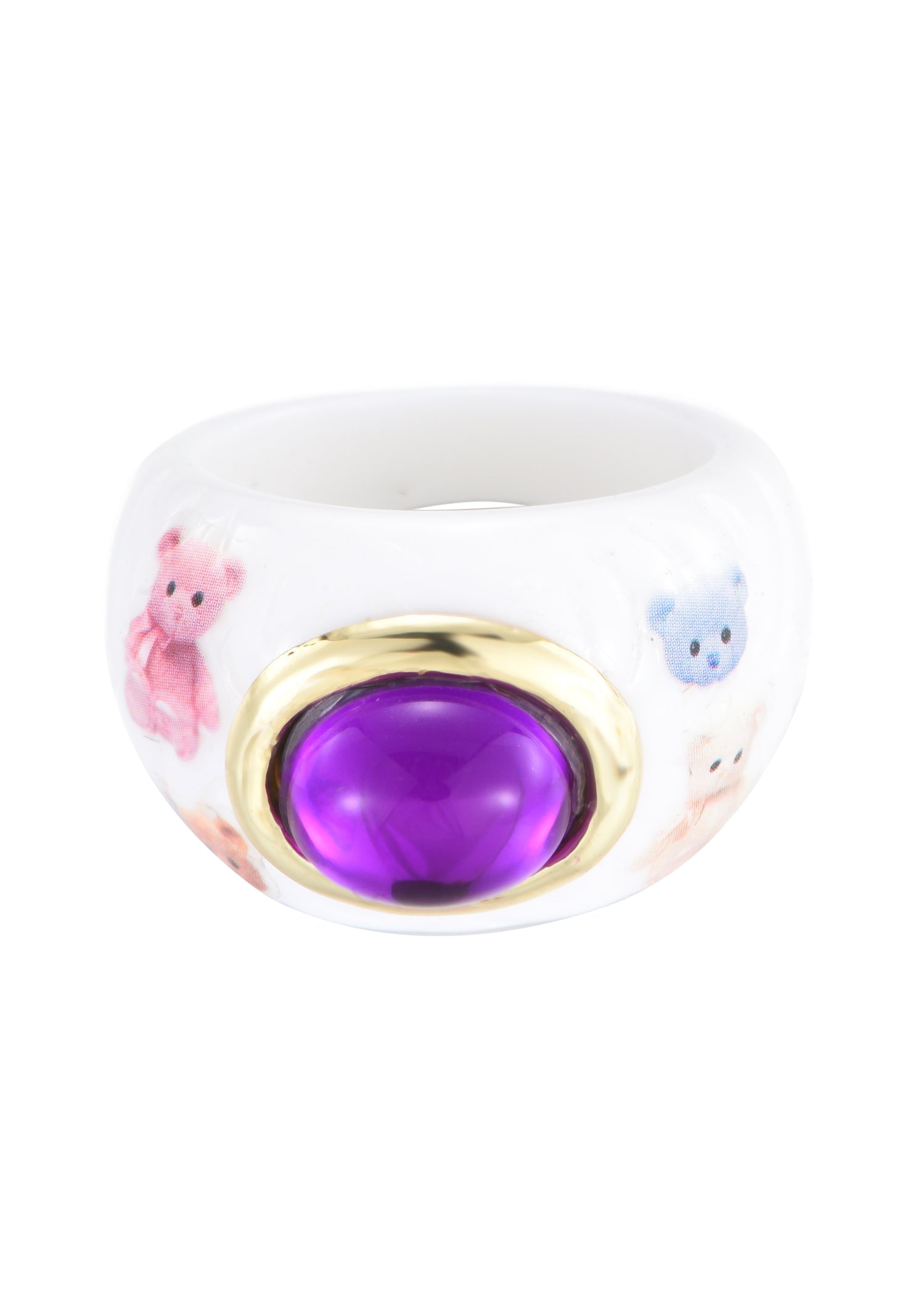 Momo Ring I - Bär Weiß Lila