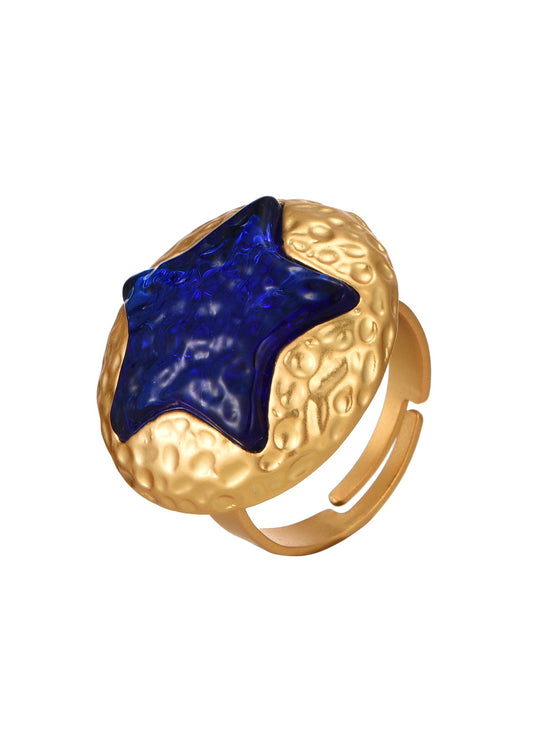 Anello dorato Sagan Blue Star