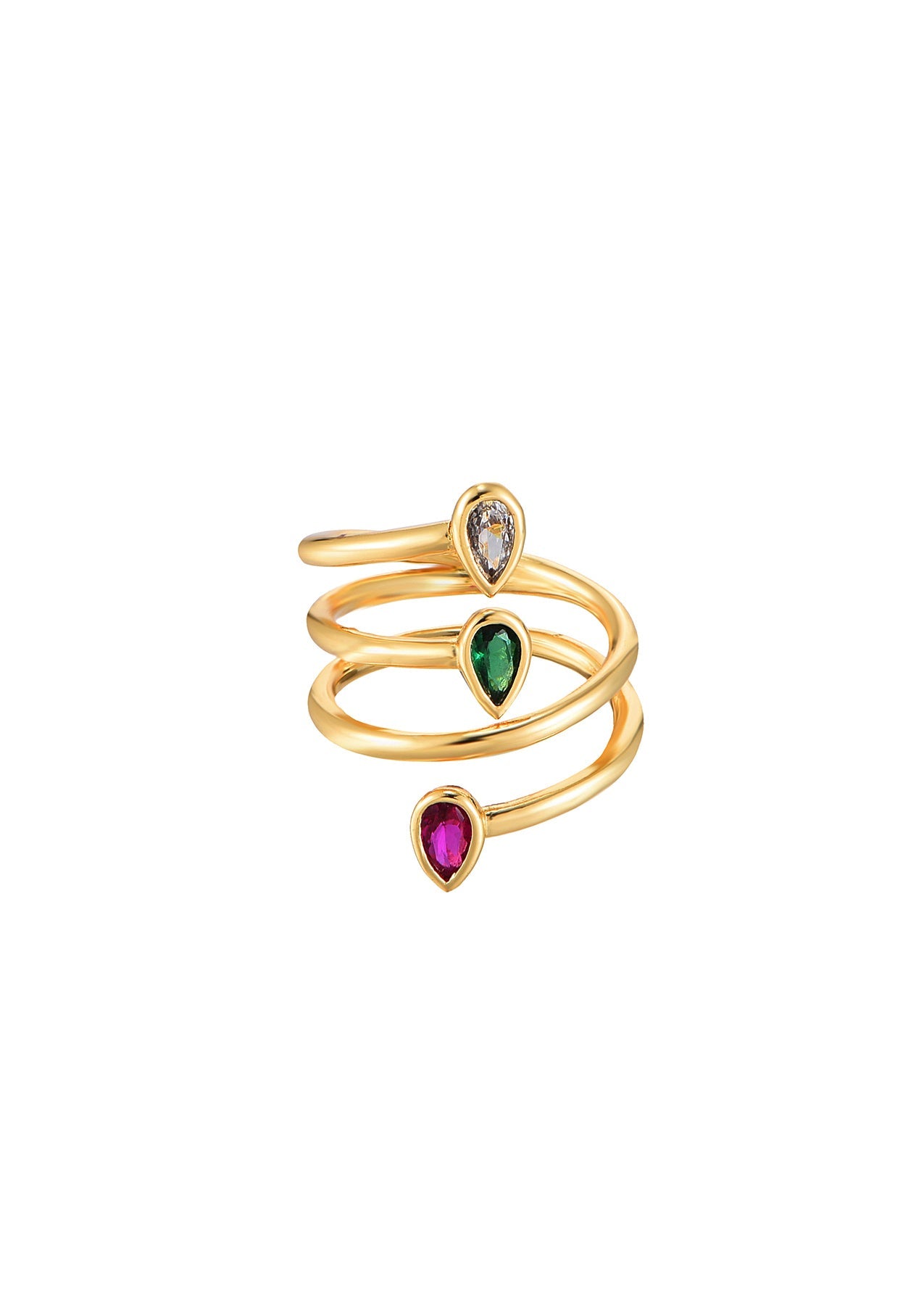 Anello dorato con pietre colorate Jinn