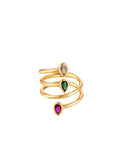Anello dorato con pietre colorate Jinn