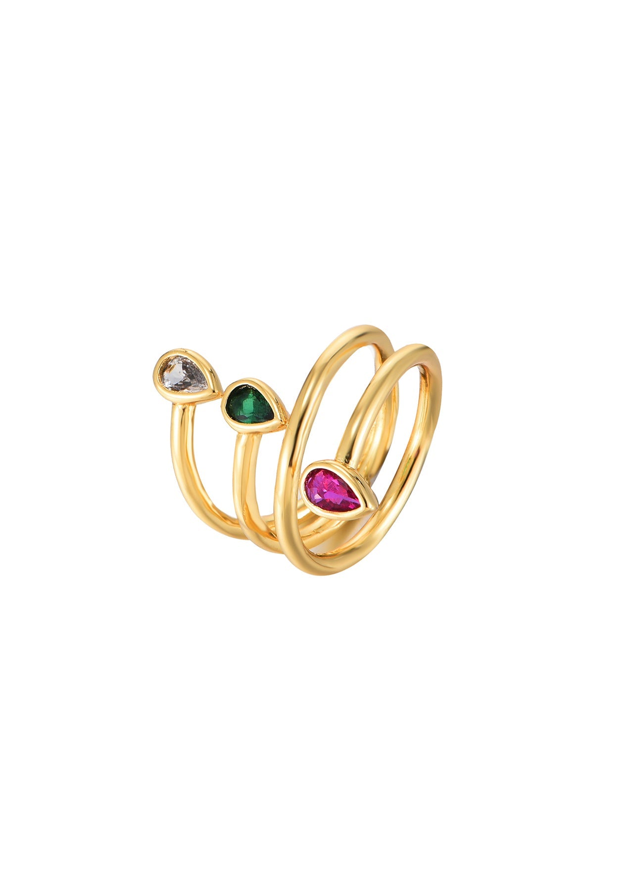 Anello dorato con pietre colorate Jinn