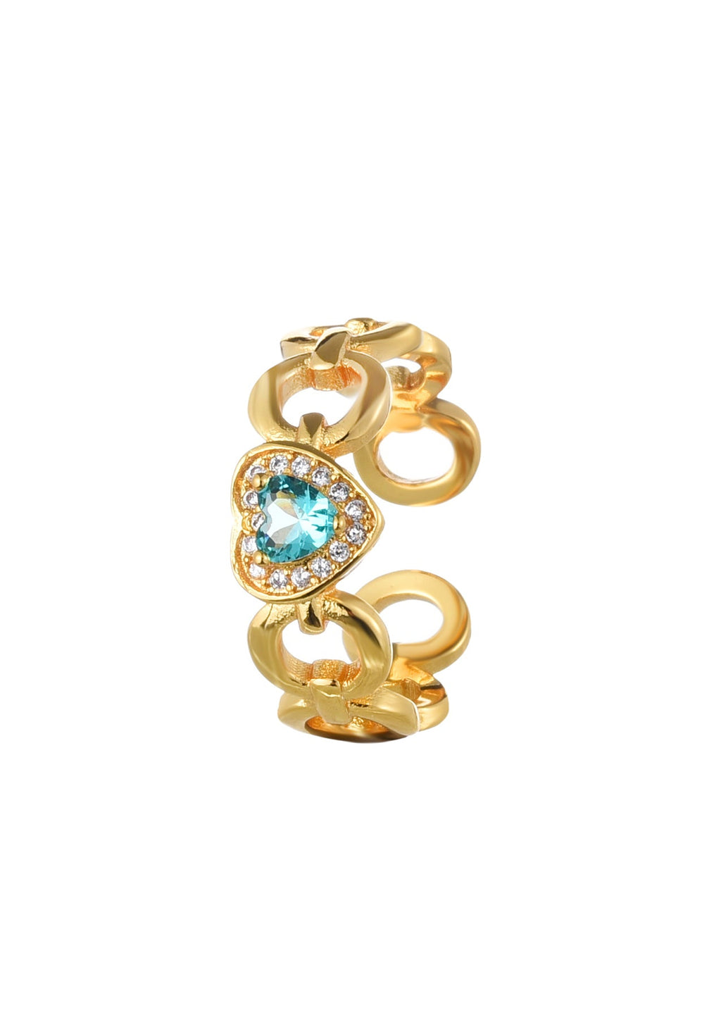 Sacre Tiffany Goldener Ring mit blauem Herz
