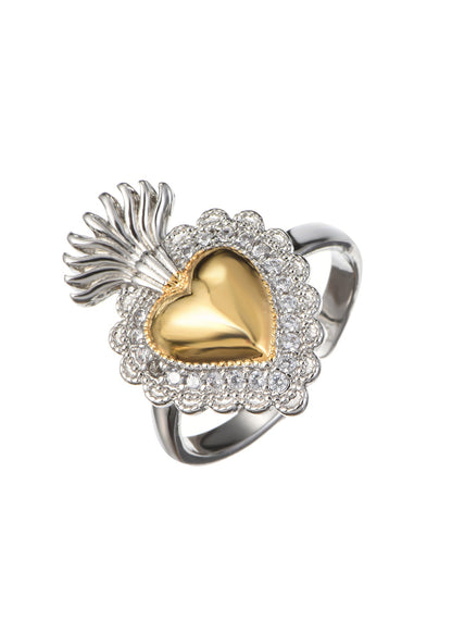 Anello Sacre Coeur Ardent Heart in argento dorato