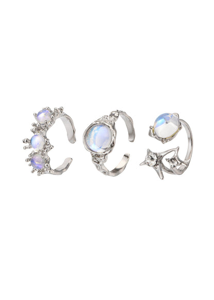 Set di anelli in argento con pietra di luna Trio Vic