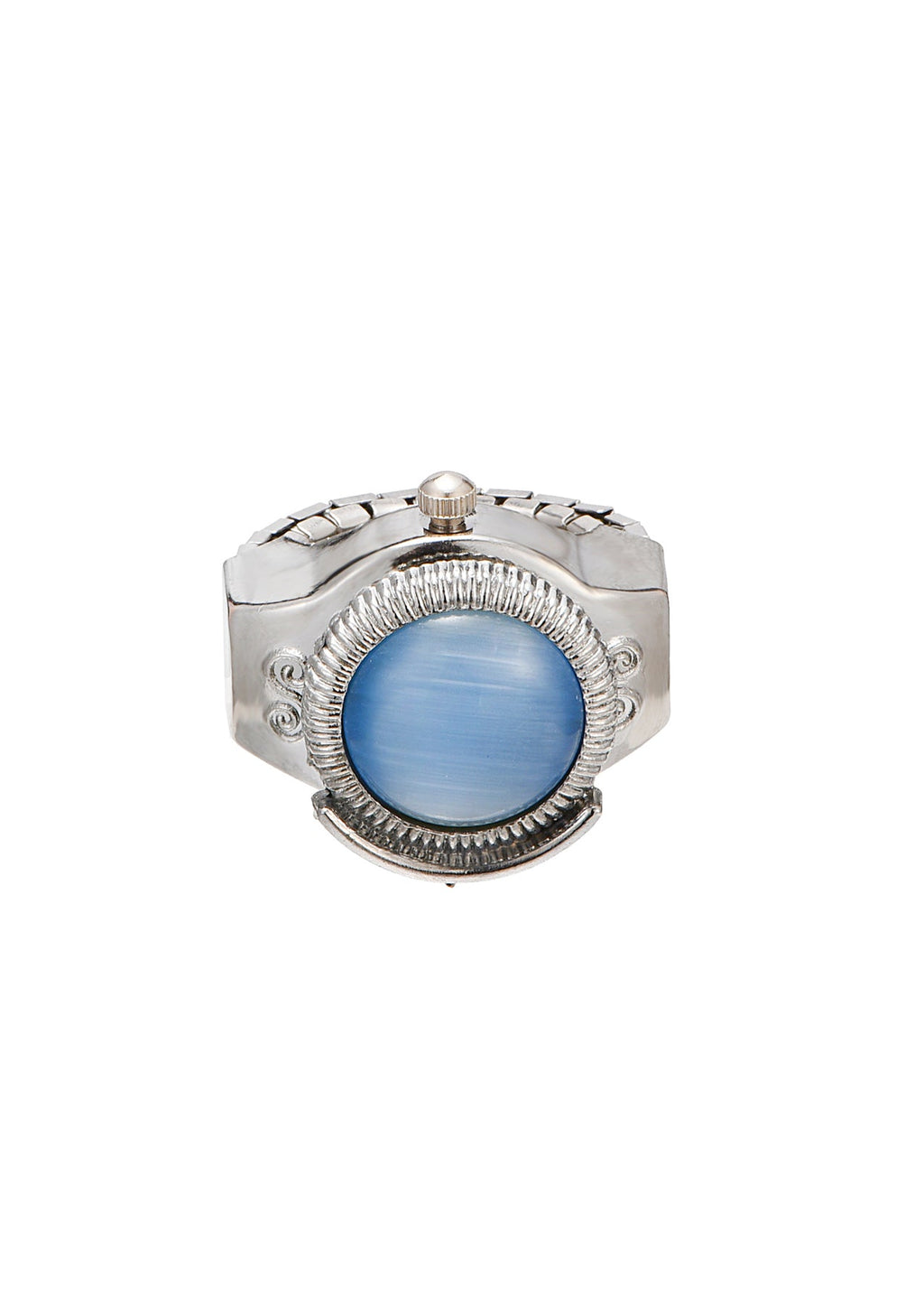 Midnight O'Clock Blue Night Verstellbarer silberner Uhrenring