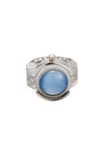 Midnight O'Clock Blue Night Verstellbarer silberner Uhrenring