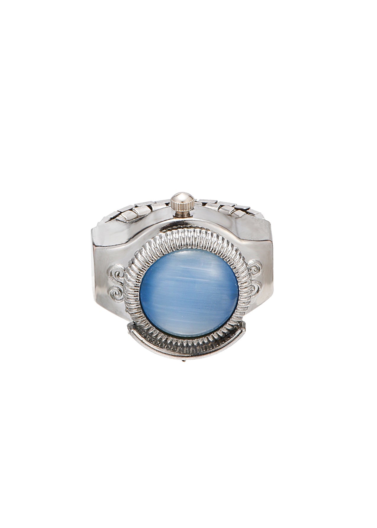 Midnight O'Clock Blue Night Verstellbarer silberner Uhrenring