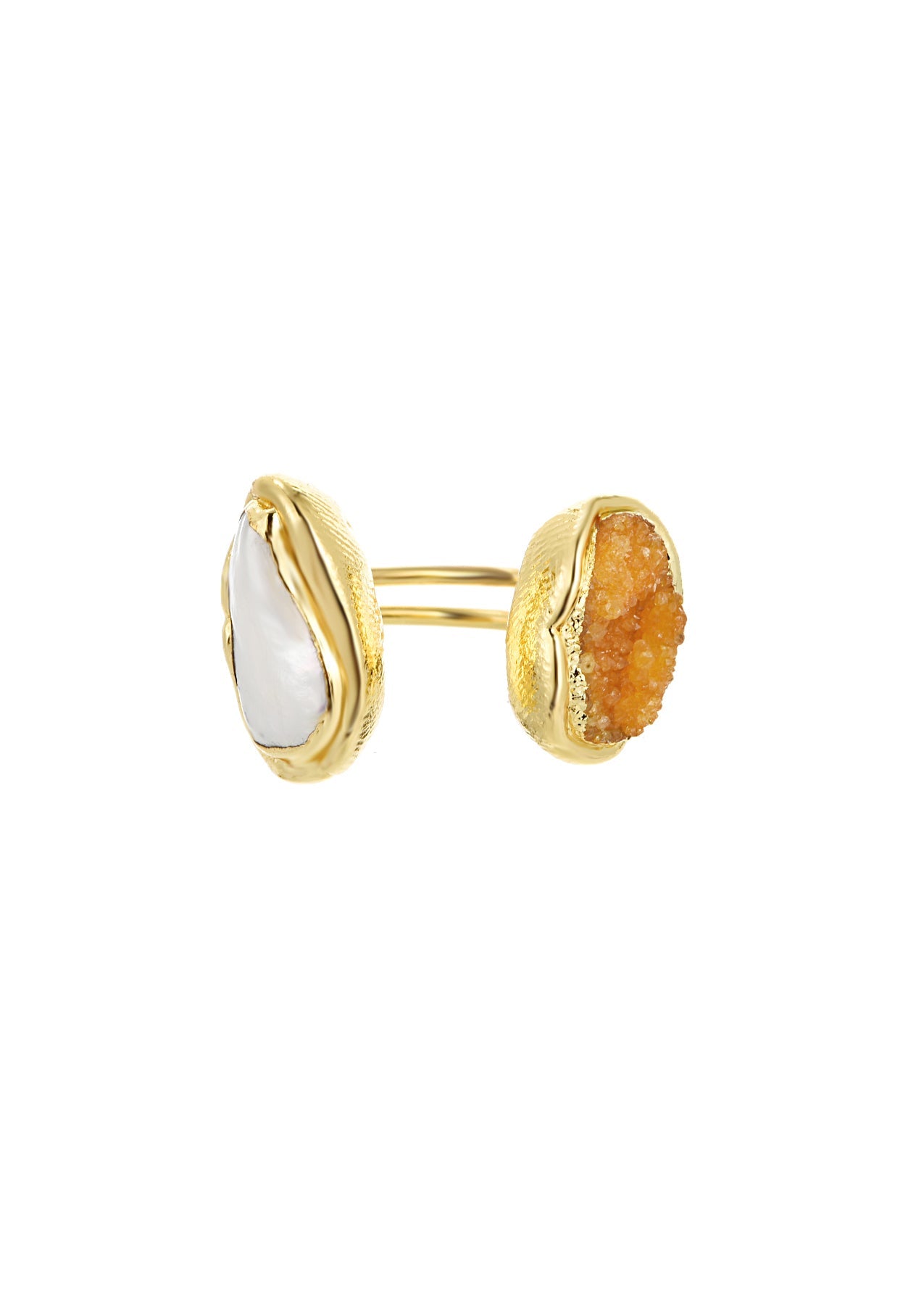 Hailey Orange Naturstein Sommer Goldener Ring