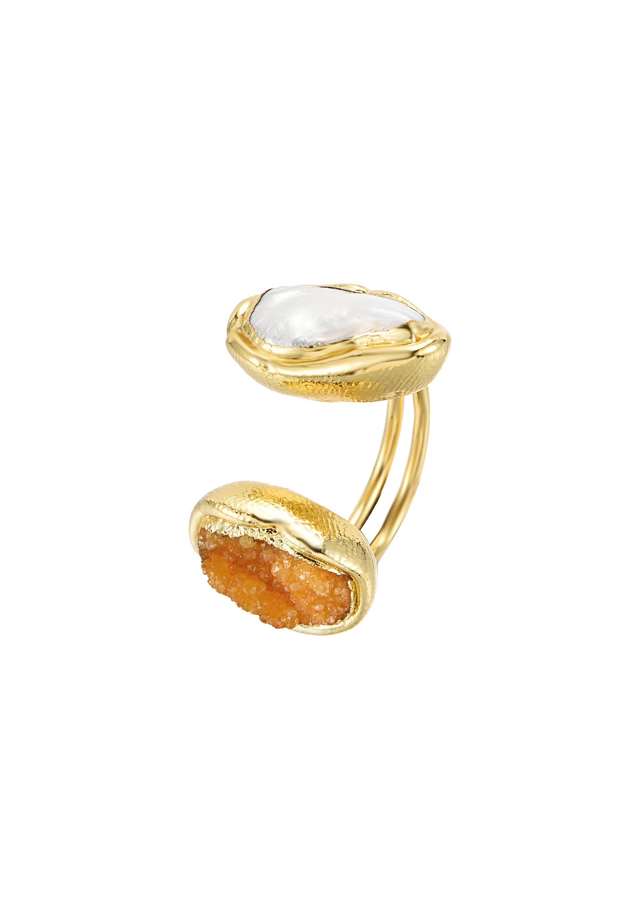 Hailey Orange Naturstein Sommer Goldener Ring