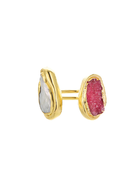 Hailey Pink Natural Stone Summer Golden Ring