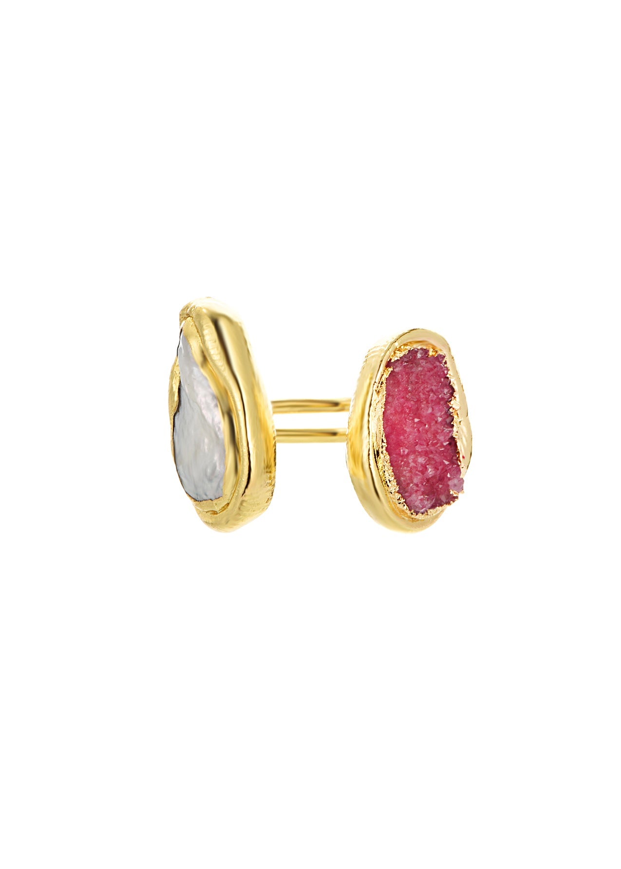 Hailey Pink Naturstein Sommer Goldener Ring