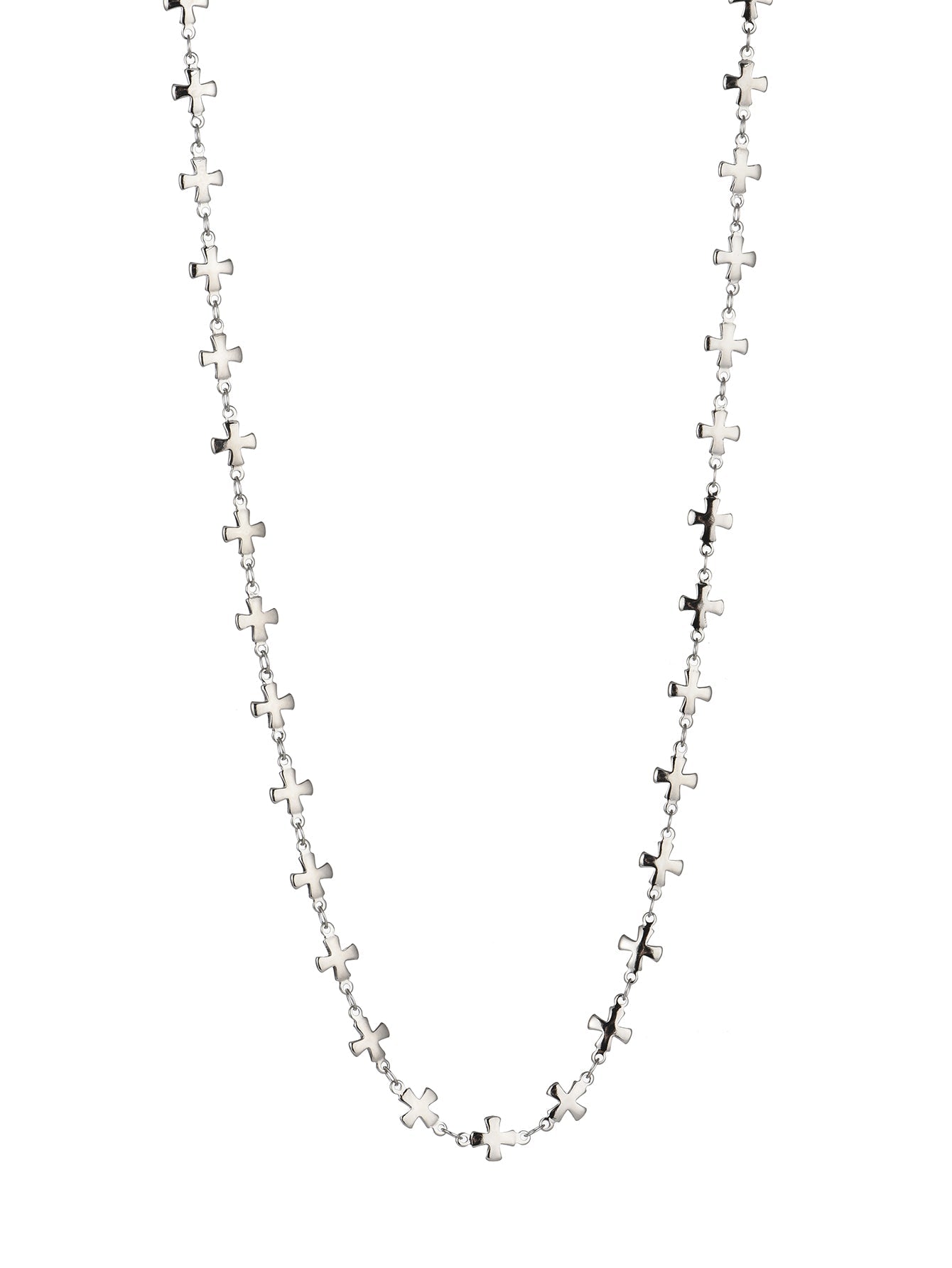 Collana lunga in argento con croce paolina